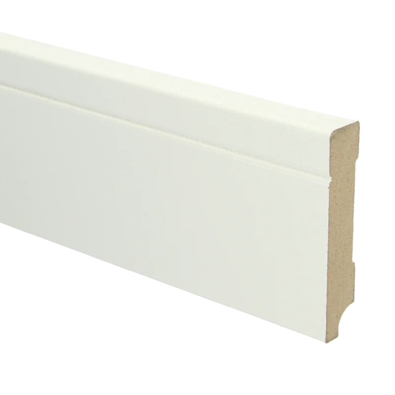 MDF Tijdloze Plint 90x18 RAL 9010 Zuiver Wit 16096 Gereduceerde Prijs